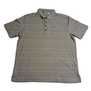 Travis Mathew Mens Gray Blue Striped Polo XL